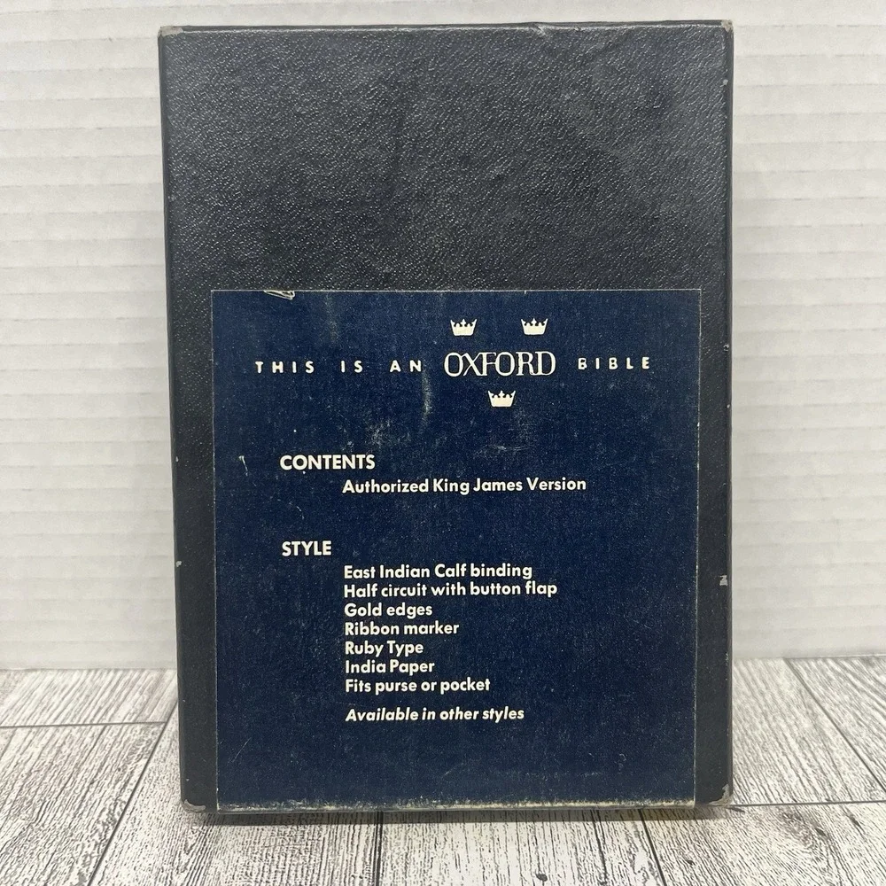 Vintage Oxford KJV Text Bible 01156x Button Flap Genuine East Indian Calf Boxed